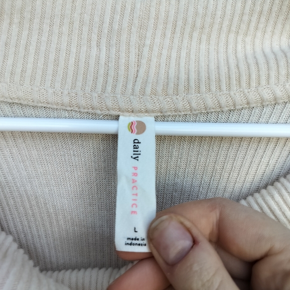 Daily Practice Cowl Neck Lounge Dress Cream Drawstring Waist Slit Maxi Dress - Picture 7 of 10